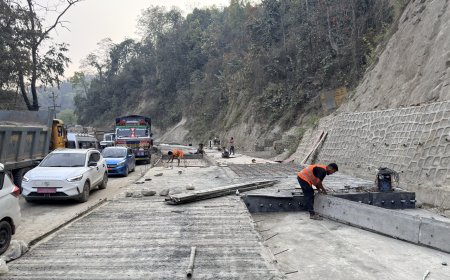 नारायणगढ-बुटवल सडक विस्तार आयोजना : दाउन्नेमा एकतर्फी ढलान सकियो